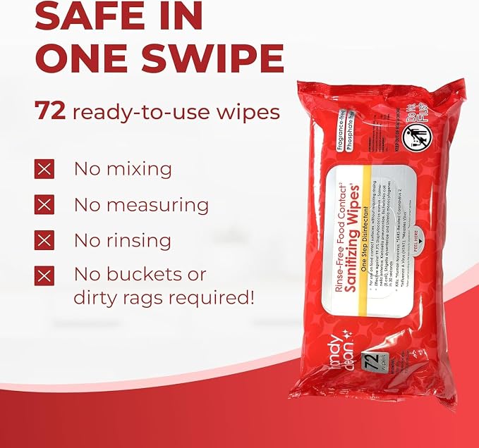 HandyClean Rinse-Free Food Contact Sanitizing Wipes Pouch - Image 7