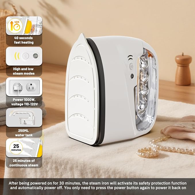 Mini Steamer＆Iron 2 in 1 Garment Steamer, Portable Travel Size Steam Iron - Image 2