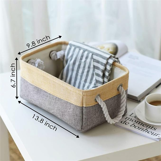 TheWarmHome Decorative Basket Rectangular Fabric Storage Bin Organizer Basket - Image 3