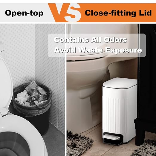 TrashAid Slim Bathroom Trash Can - Image 6