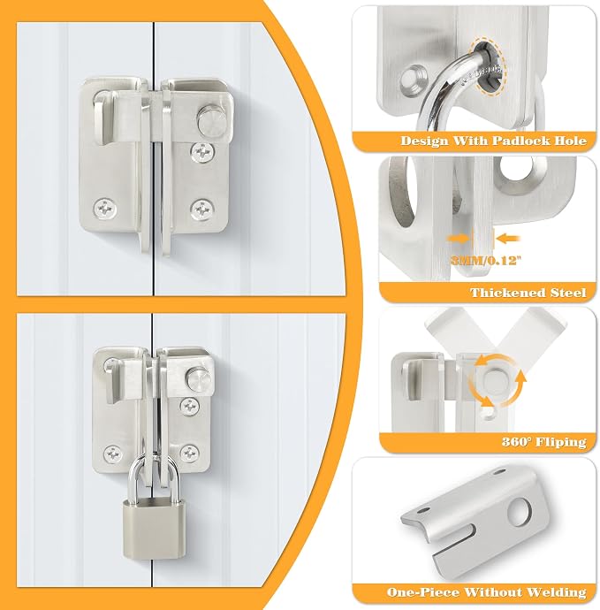 Alise Flip Latch, Gate Latches Slide Bolt Latch Safety Door Lock Catch - Image 4