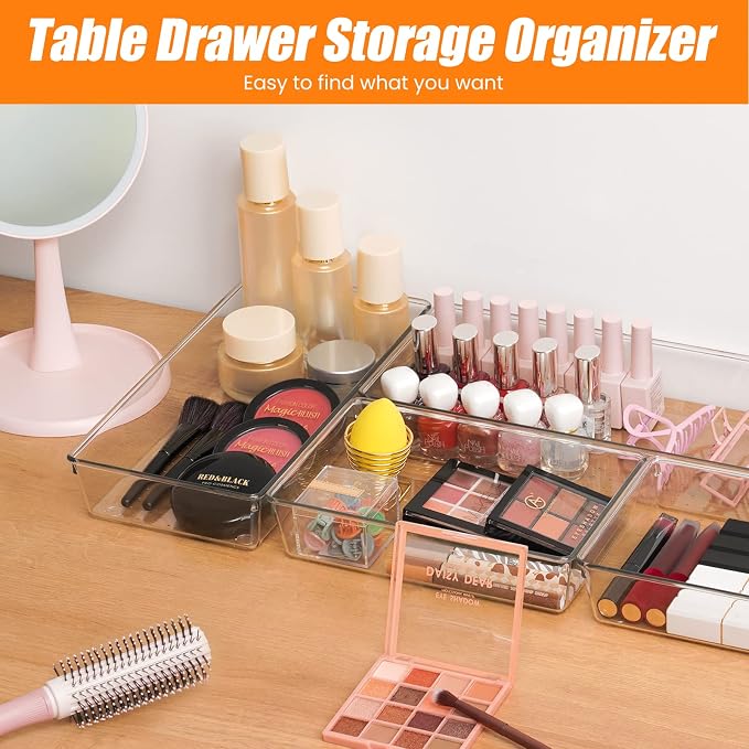 9 Pack Clear Plastic Drawer Organizer Set, Acrylic Non Slip Non Cracking - Image 7