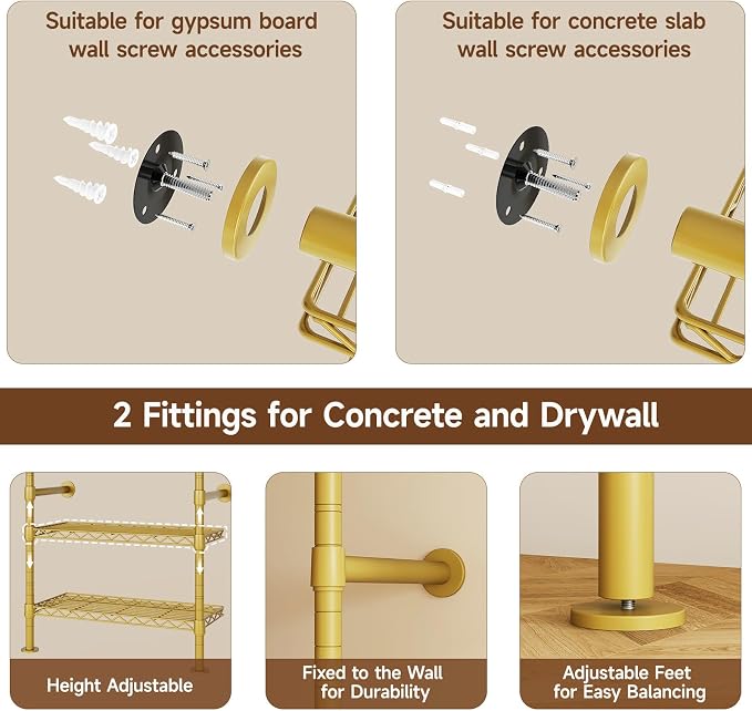 ONBRILL H3 Wall Mounted Closet System, Expandable Industrial Pipe Clothes Rack - Image 7
