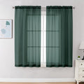 Chyhomenyc Hunter Green Sheer Curtains 63 Inch Length 2 Panels, Rod Pocket by Chyhomenyc