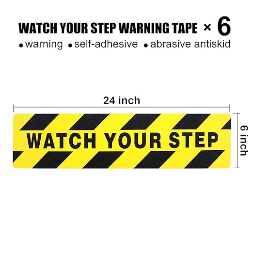 Boao 6 Pieces Watch Your Step Stickers Sign 6 x 24 Inch Caution Watch Your Step - Image 2