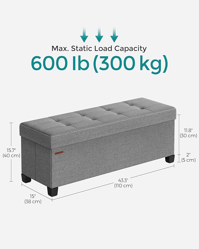 SONGMICS Storage Ottoman Bench, Foldable Foot Rest - Image 2