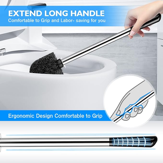 Toilet Brush and Holder 2 Pack, 304 Stainless Steel Toilet Brush - Image 4