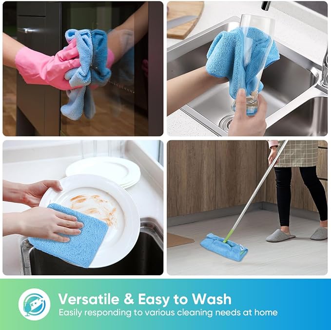 HOMEXCEL Blue Microfiber Cleaning Cloth, 12 Pack Premium Microfiber Towels - Image 5