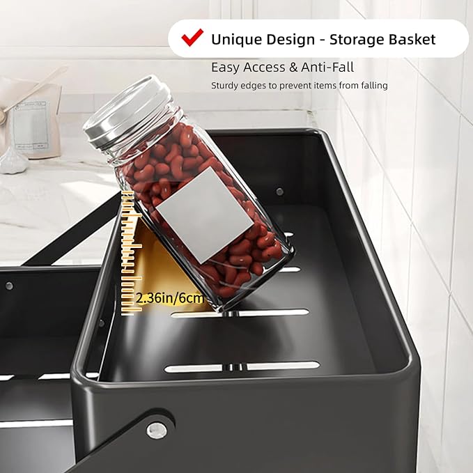 Bokelai Spice Rack 3 Tier Foldable Seasoning Organizer Jars Storage Holder Step - Image 3