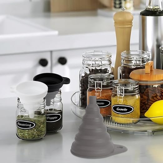 Kitchen Funnel Set, Food Grade Foldable Small and Large Funnel, Silicone - Image 6