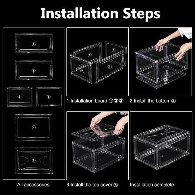 3 Pack Acrylic Shoe Boxes, Ultra Clear Shoe Boxes Stackable, Shoe Storage Box - Image 6