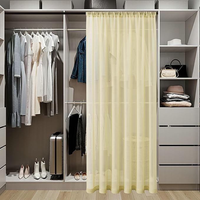 Tollpiz Small Sheer Door Curtain Closet Linen Textured Curtain Sheers Doorway - Image 3