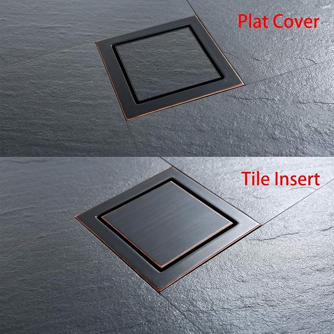 RANDOM Oil Rubbed Bronze Shower Drain Square 6 inch - Image 7