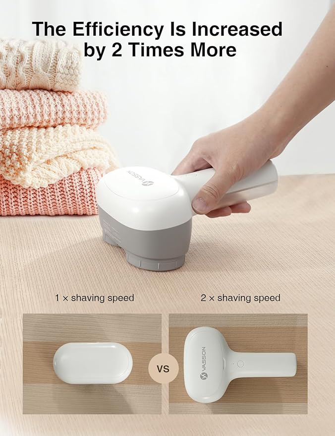 VASSON Fabric Shaver, Electric Lint Remover, Rechargeable Lint Shaver, Sweater - Image 2