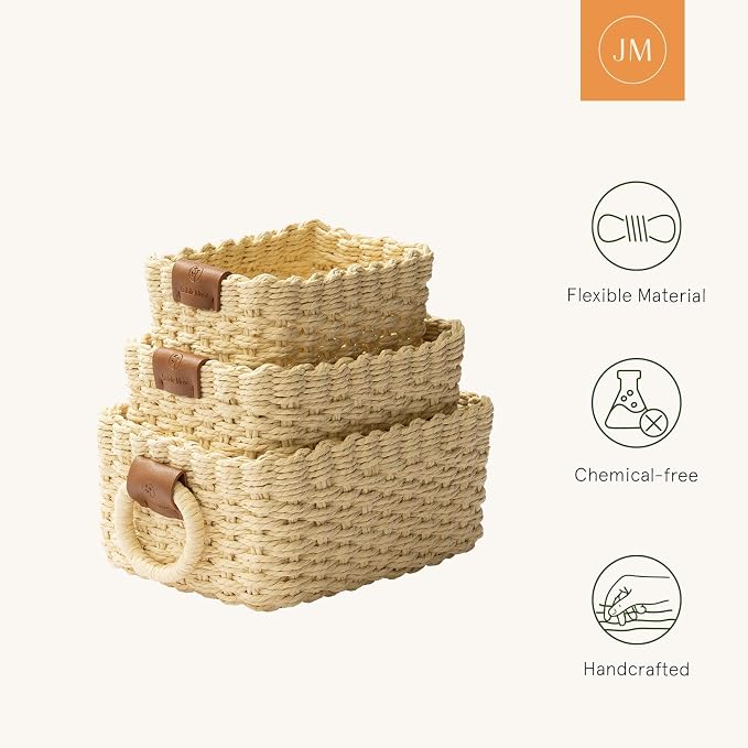 LA JOLIE MUSE Small Beige Wicker Baskets - Image 5