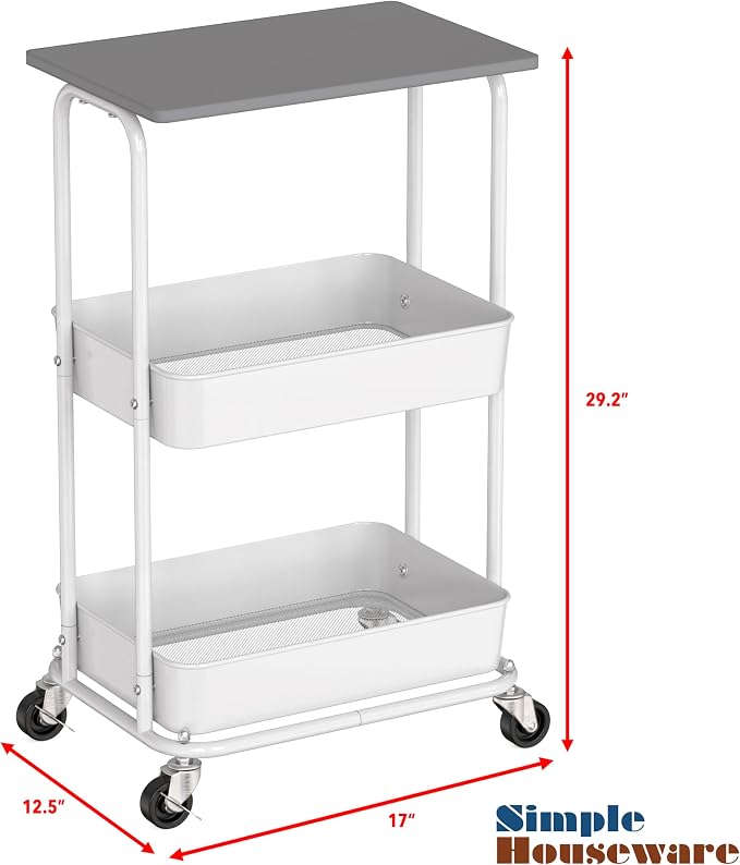 Simple Houseware 2-Tier Rolling Utility Cart - Image 3