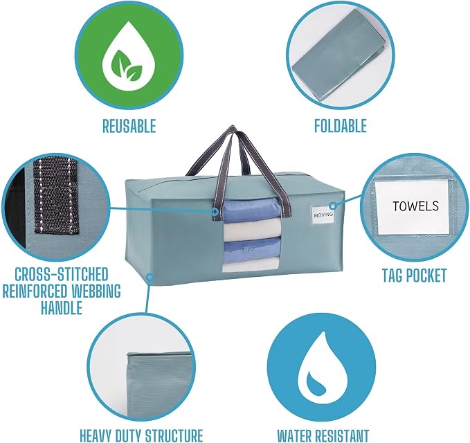VENO 2 Pack Moving Bags for College, Heavy-Duty Storage Totes, Moving Boxes and - Image 7
