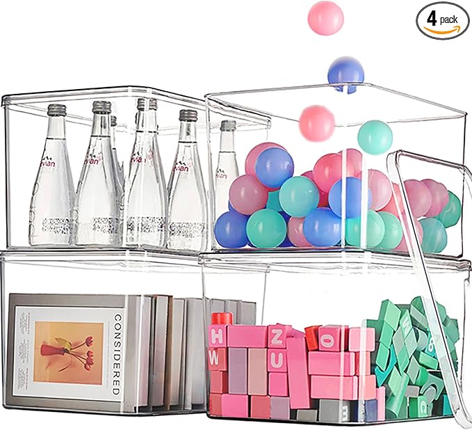 Clear plastic storage bins by GUMEIGODA
