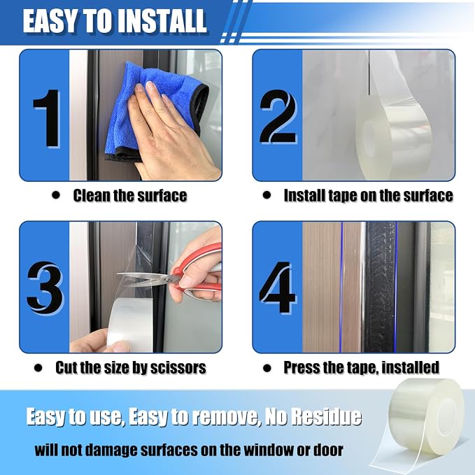 Window Weather Sealing Tape 3 in x 66 FT Weather Stripping Weatherproof Draft - Image 4
