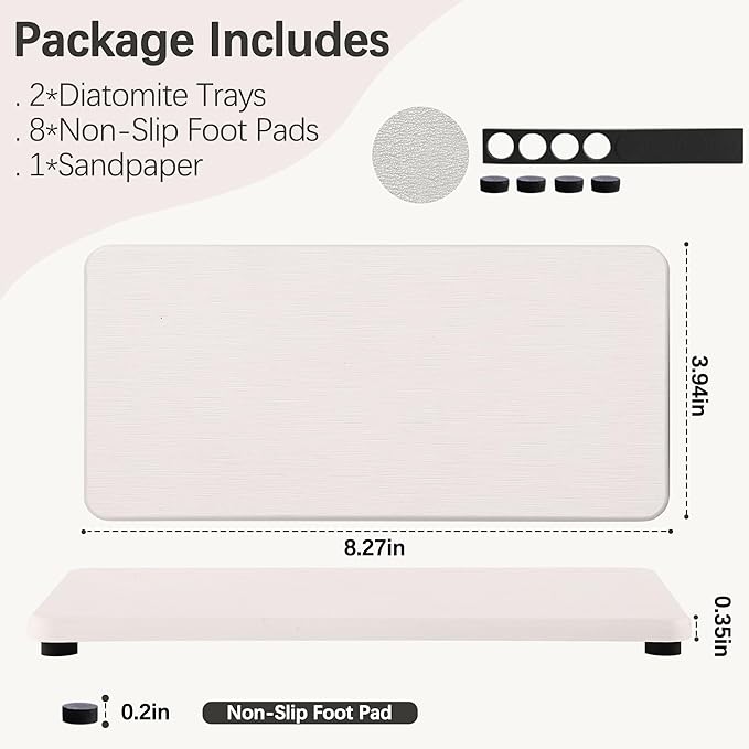 2 Pcs Water Absorbing Stone Trays, Kitchen/Bathroom Sink Soap Dish, Diatomite - Image 6
