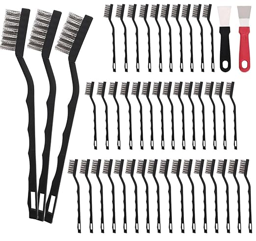 40 Pcs Mini Wire Brush Stainless Steel Brush Set, Curved Handle Masonry Brush by Unknown