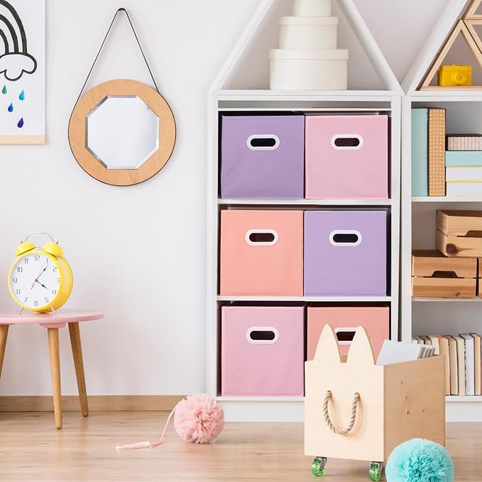 Stero Fabric Storage Cubes Bins, 11 inch Fun Colored Foldable Storage Baskets - Image 4