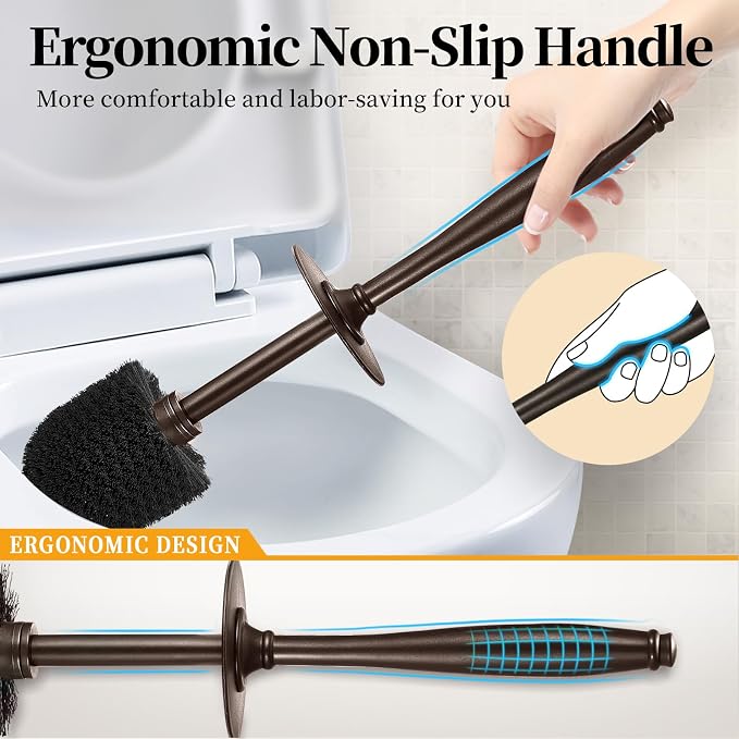 Toilet Bowl Brush Holder Set: Bathroom Deep Cleaning Toilet Scrubber Rim Cleaner - Image 4