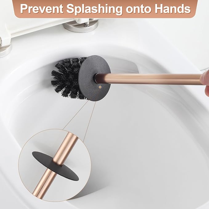 BVL Toilet Brush and Holder Set Rose Gold Freestanding - Image 3