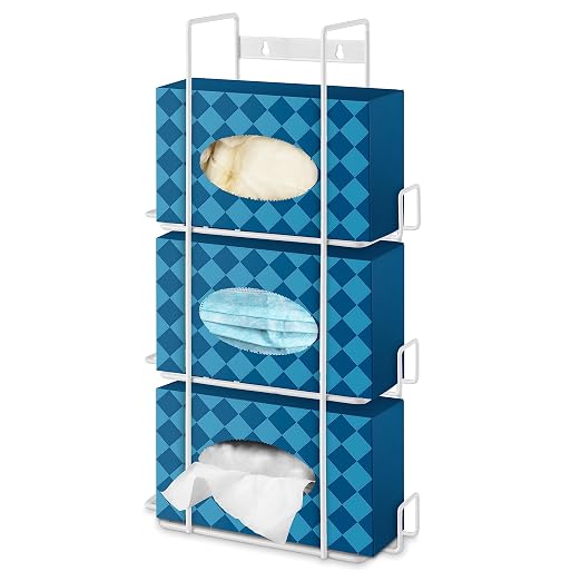 Stock Your Home (White Metal Triple Gloves Dispenser, Tissue Box Shelf by StockYourHome