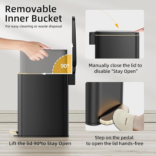 KUK Slim Bathroom Trash Can - Image 4