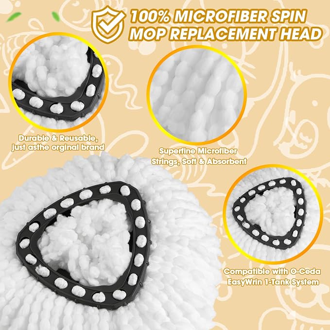 10 Pack Spin Mop Replacement Heads, 360° Microfiber Spin Mop Refills - Image 3