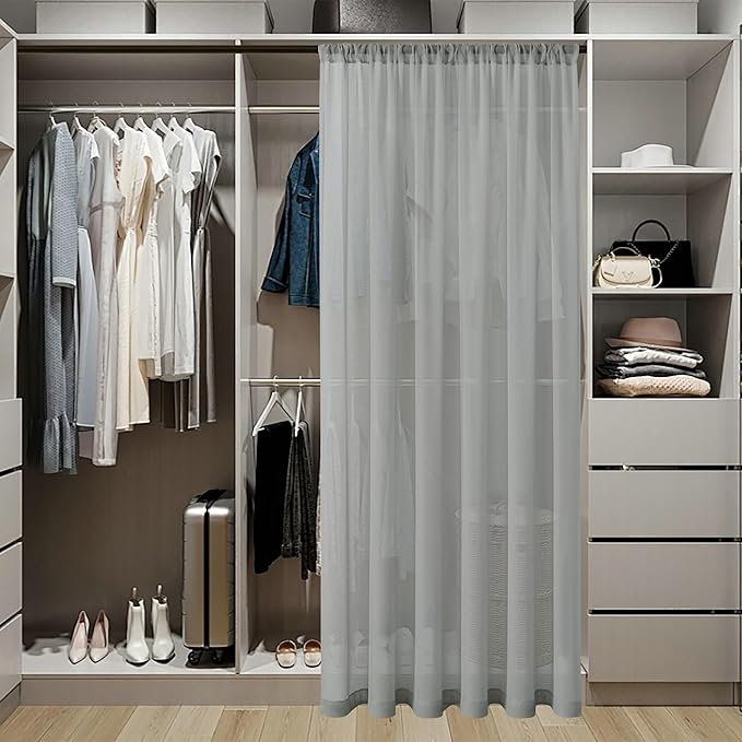 Tollpiz Short Sheer Door Curtains Closet Linen Textured Curtains Sheer Doorway - Image 3