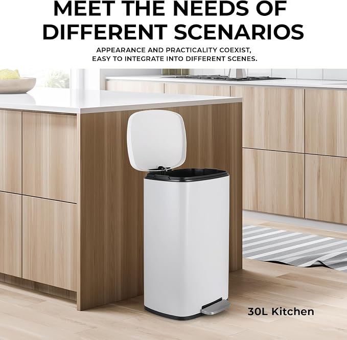 13.2 Gal Kitchen Trash Can, 50L Recycling or Garbage Bin, Brushed Stainless - Image 5