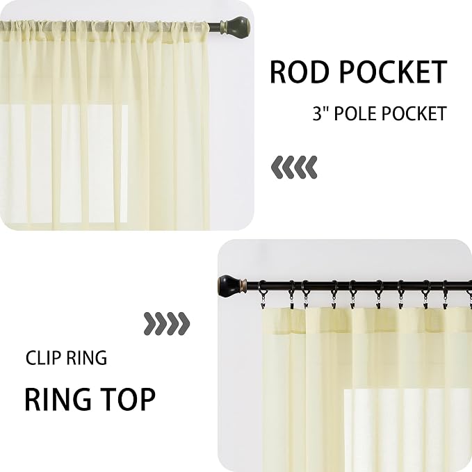 Tollpiz Short Sheer Door Curtains Closet Linen Textured Curtains Sheer Doorway - Image 5