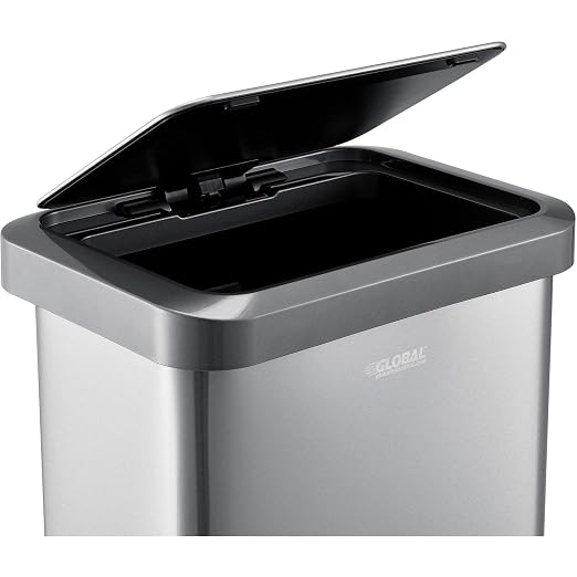 Global Industrial 12 Gallon Stainless Steel Trash Can, Rectangular Step-On - Image 3