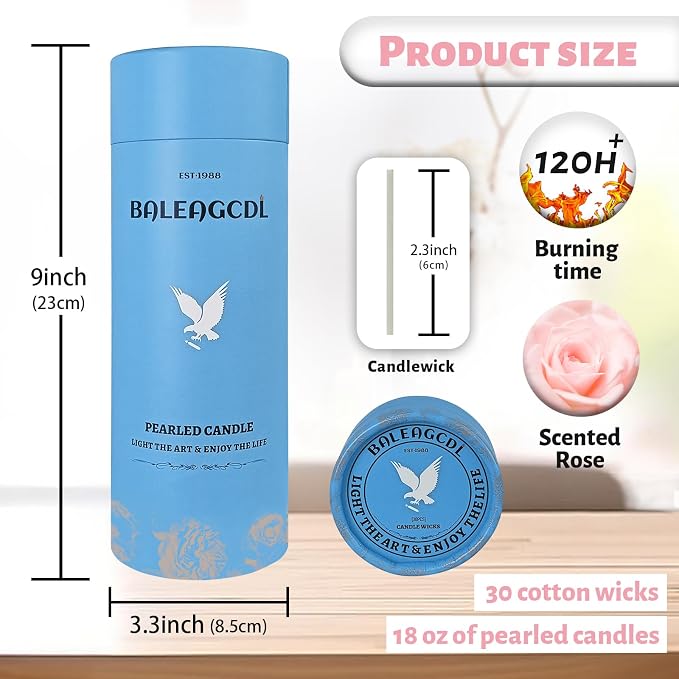 Rose Scented Pink Pearled Candle 18oz Luxury Sand Candle Granulated Wax - Image 2