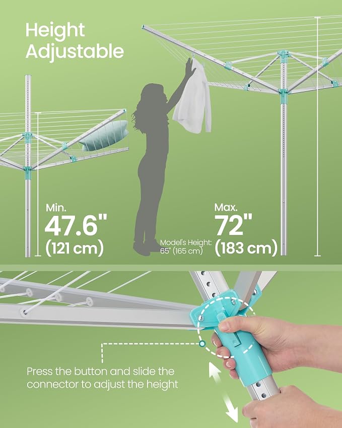 SONGMICS Umbrella Drying Rack, Retractable Outdoor Drying Rack, Height - Image 5