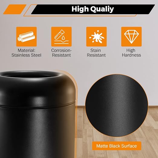 BEAMNOVA Commercial Trash Can 16.5 Gallon Open Top Outdoor Indoor Garbage - Image 3
