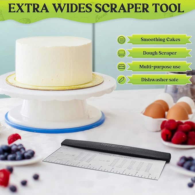 HULISEN Large Bench Scraper for Baking, 10 inch Dough Pastry Scraper - Image 3