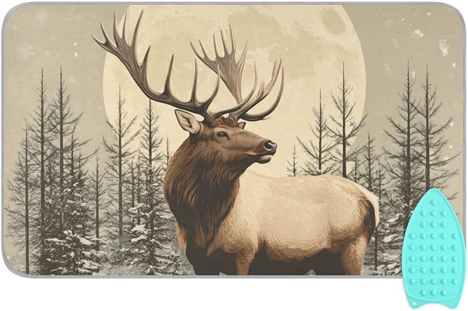 Retro Elk Winter Ironing Mat for Table top Portable Ironing Pad Blanket for by Tatenale