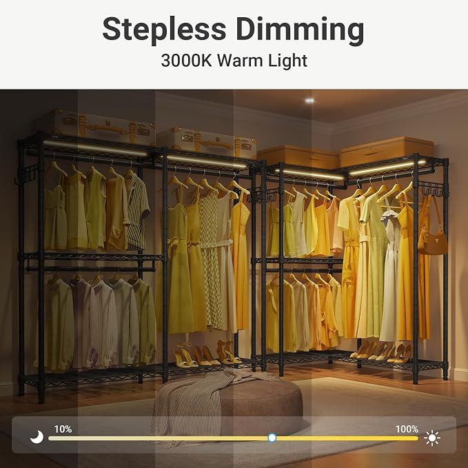 VIPEK L4L Portable Closet with Dimmable LED Lights, L Shaped Clothes Rack - Image 4