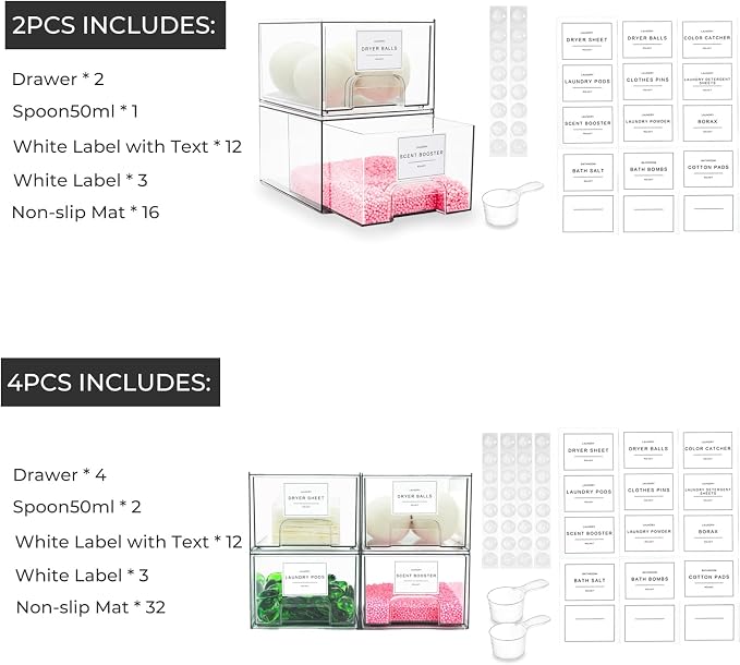 4 Pack Laundry Room Organization Storage Drawers - Image 3