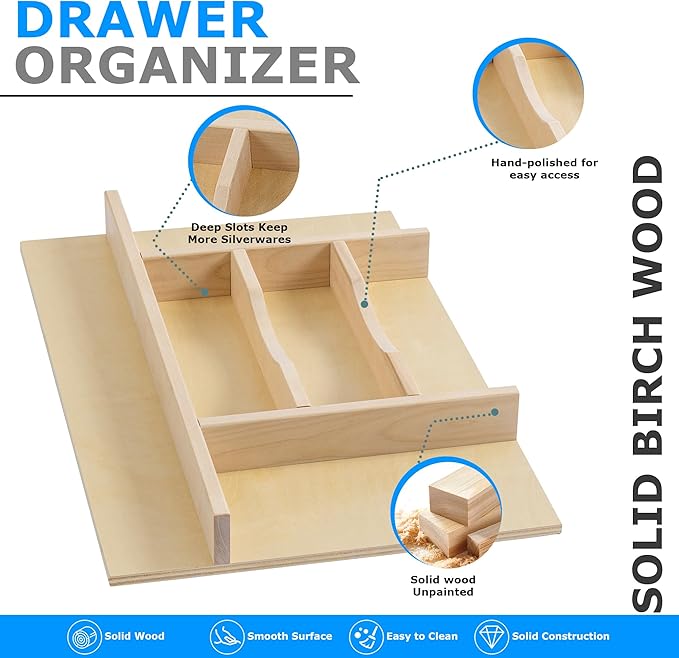 WelFurGeer Premium Wooden Silverware Organizer - Image 4