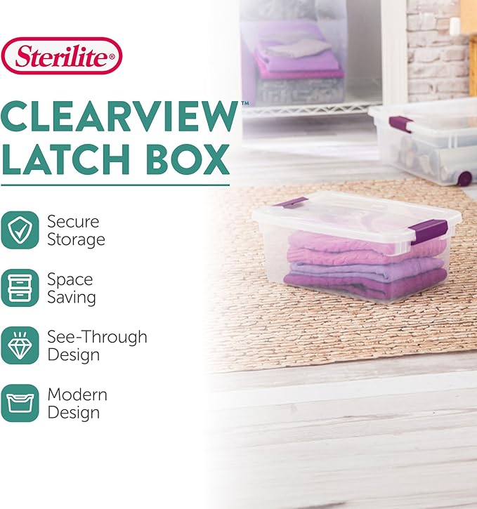 Sterilite 48-Pack 15 Quart ClearView Latch Box, Stackable Organizer Bins - Image 2