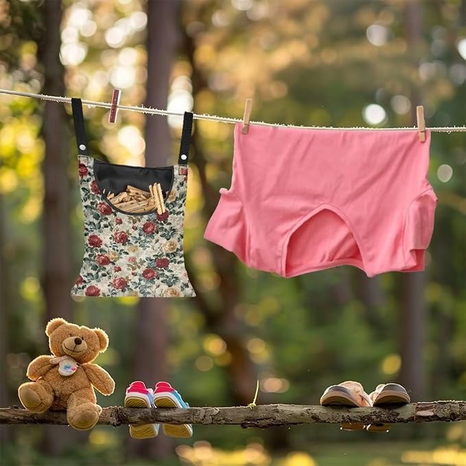 2 Pcs Rose Clothespin Laundry Bag, Clothes Lines - Image 3