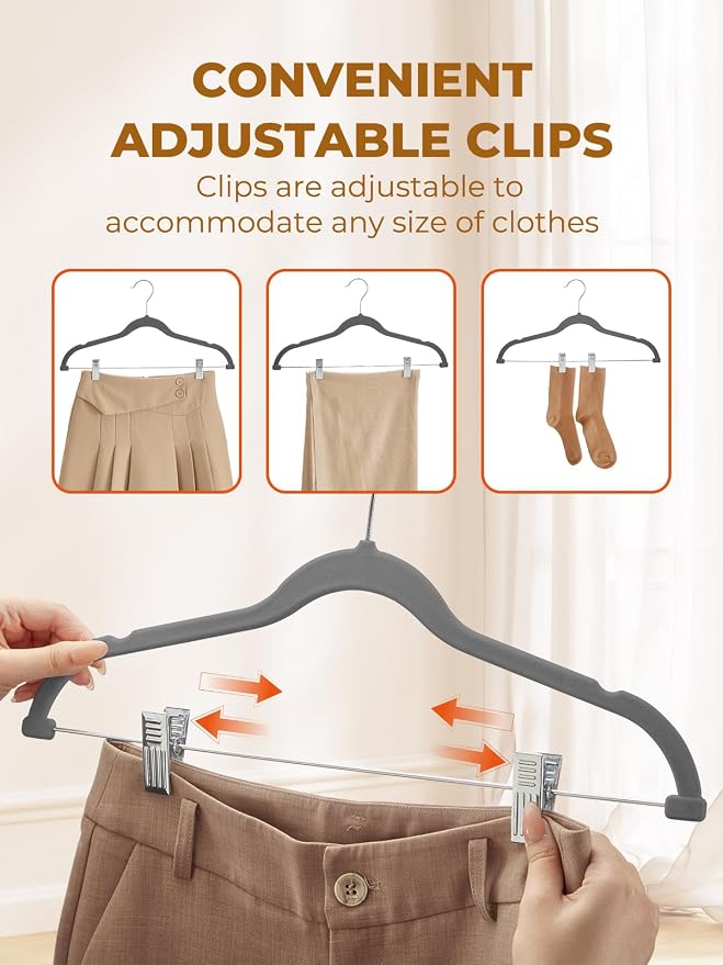 HOUSE DAY Velvet Skirt Hangers 24 Pack, Space Saving Slim Velvet Pant Hanger - Image 5