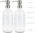 Emerson Essentials Glass Soap Bottle Dispensers, 2 Pack, Stainless-Steel Pumps by Emerson+Essentials