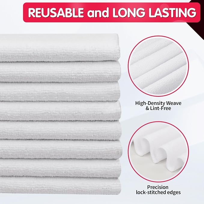 FIXSMITH White Microfiber Cleaning Cloth -Pack of 8, Highly Absorbent Cleaning - Image 3