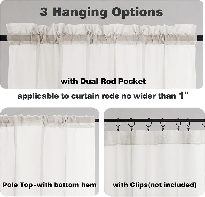 Chyhomenyc Extra Long Ivory Sheer Curtains 120 Inches Long 2 Panels, Light - Image 3