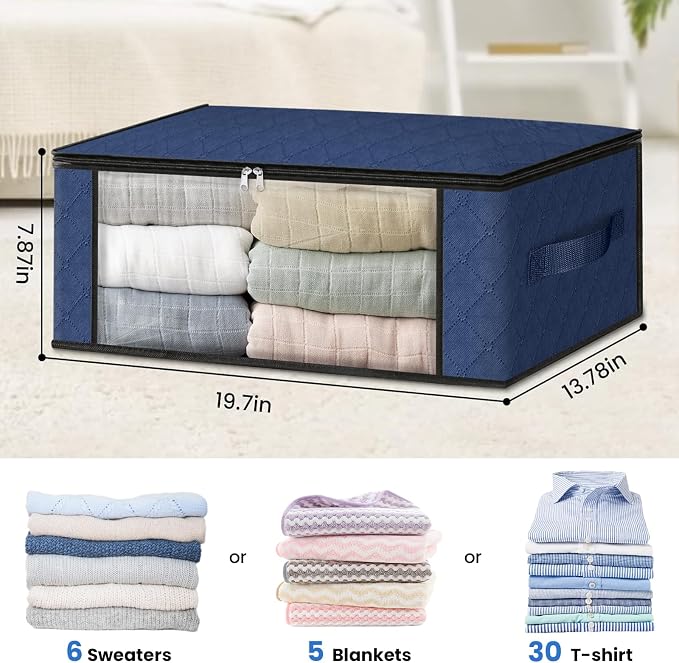 HomeHacks Storage 3-Pack Clothes Organizer Storage Bags Foldable Storage Box - Image 2